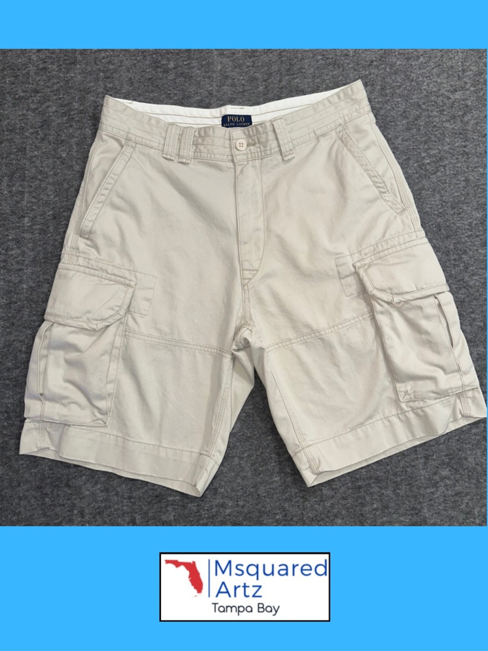 Polo Ralph Lauren Men's 33 Khaki Cargo Shorts Cotton Classic Fit Outdoor Casual